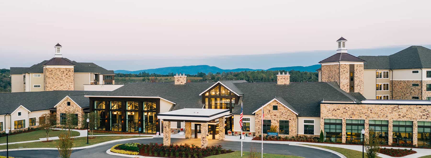 aerial view of front entrance at The Spires 3