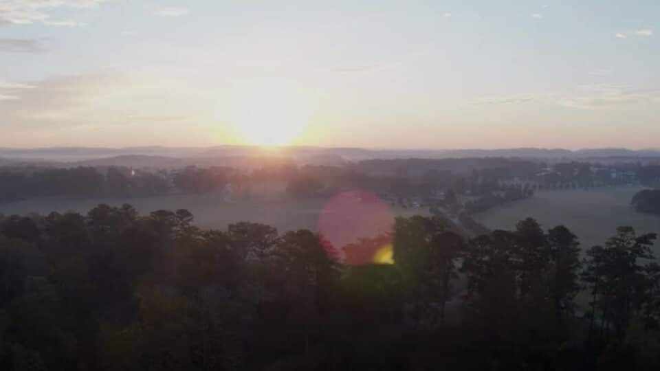 aerial view at sunrise