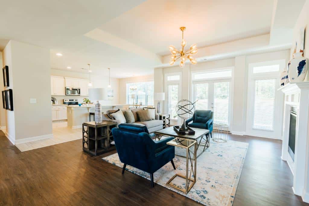 kitchen and living room at The Spires